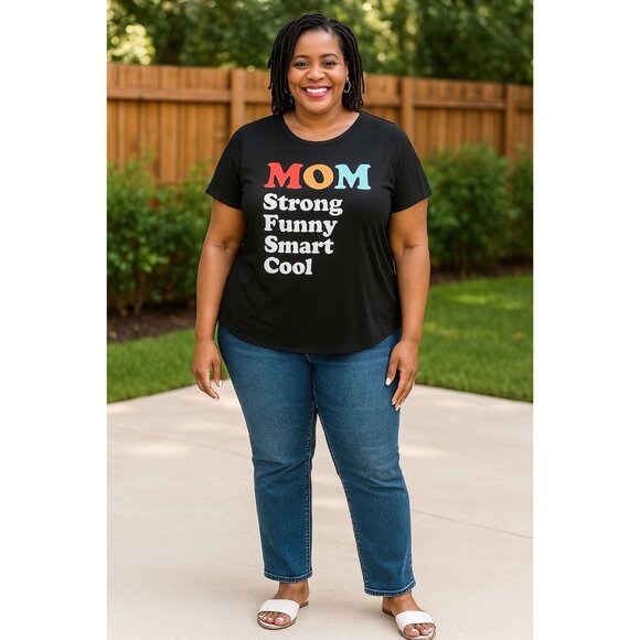 Old Navy XXL Graphic Tee Everywear Black "Mom Strong Funny Smart Cool"  Casual - Picture 7 of 7